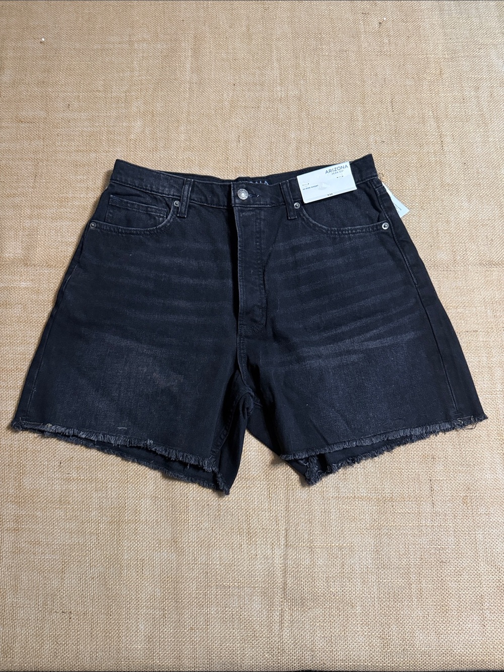Arizona Jean Company Black Raw-Hem High-Rise Denim Shorts